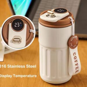 Mug intelligent avec indicateur de température, tasse à café en acier inoxydable